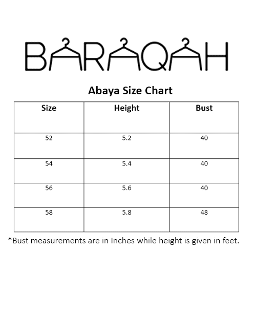 abaya-size-chart baraqah