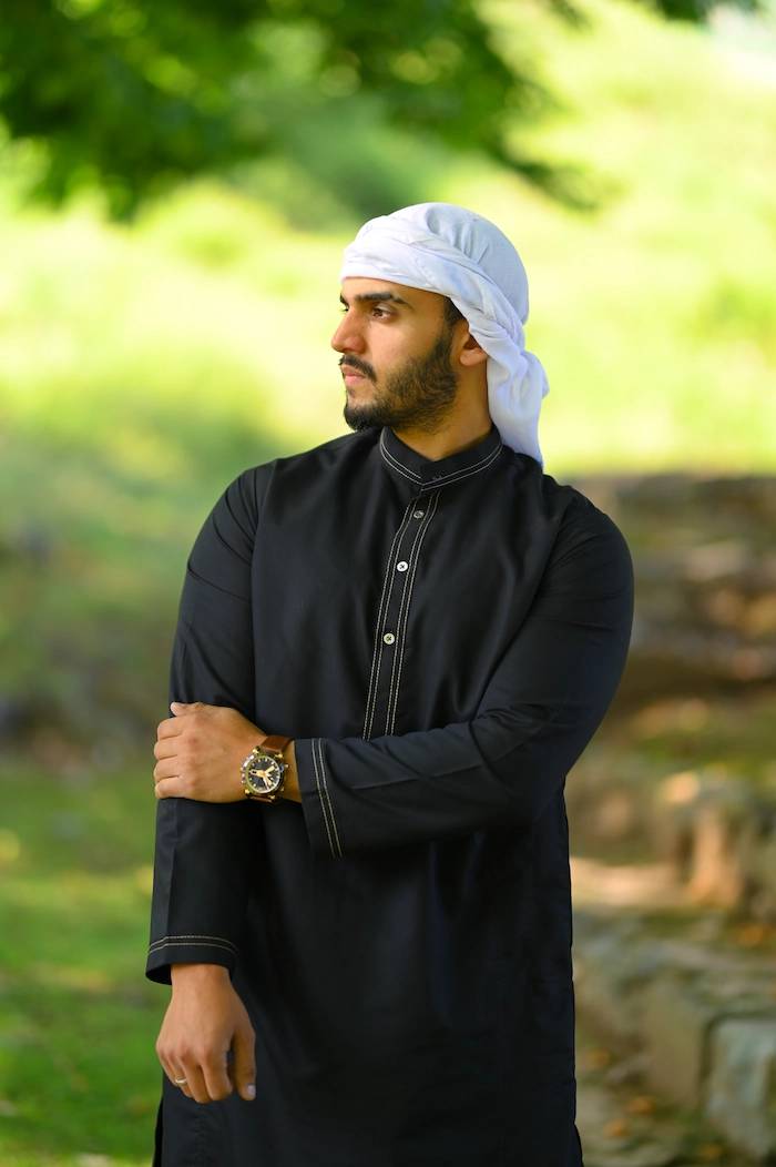 man wearing black kurta