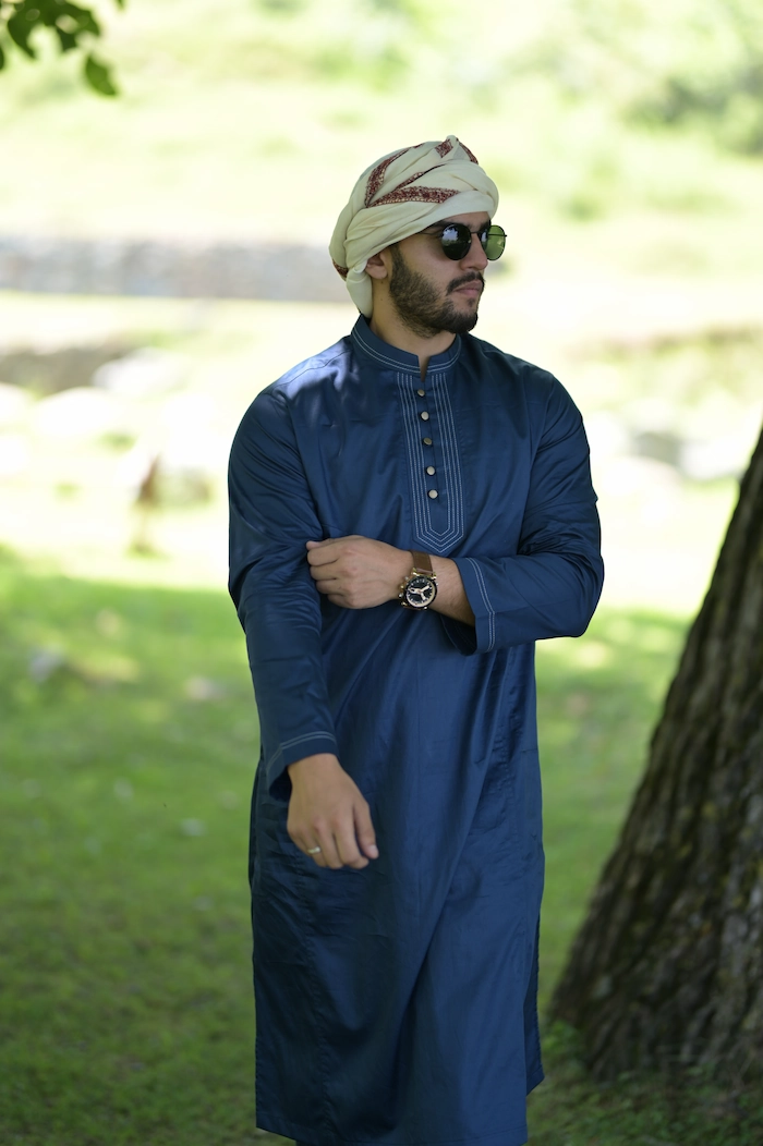 blue kurta for men