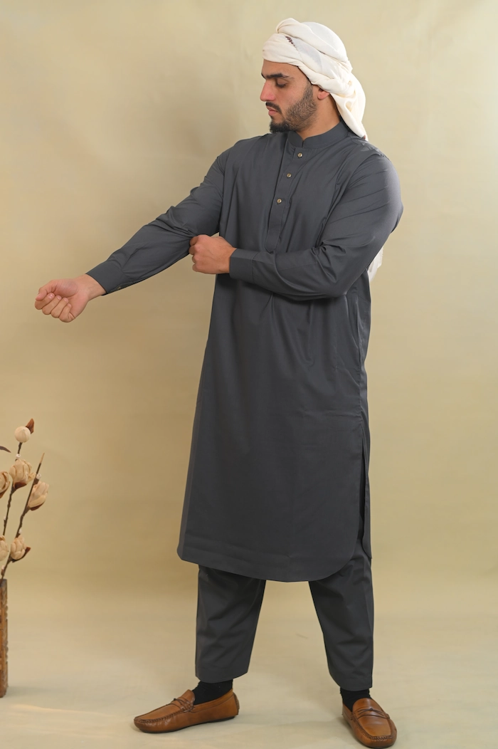 dark grey kurta for men