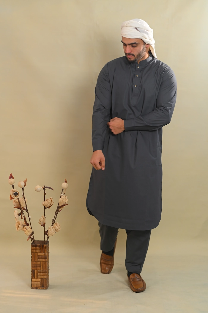 dark grey kurta pyjama