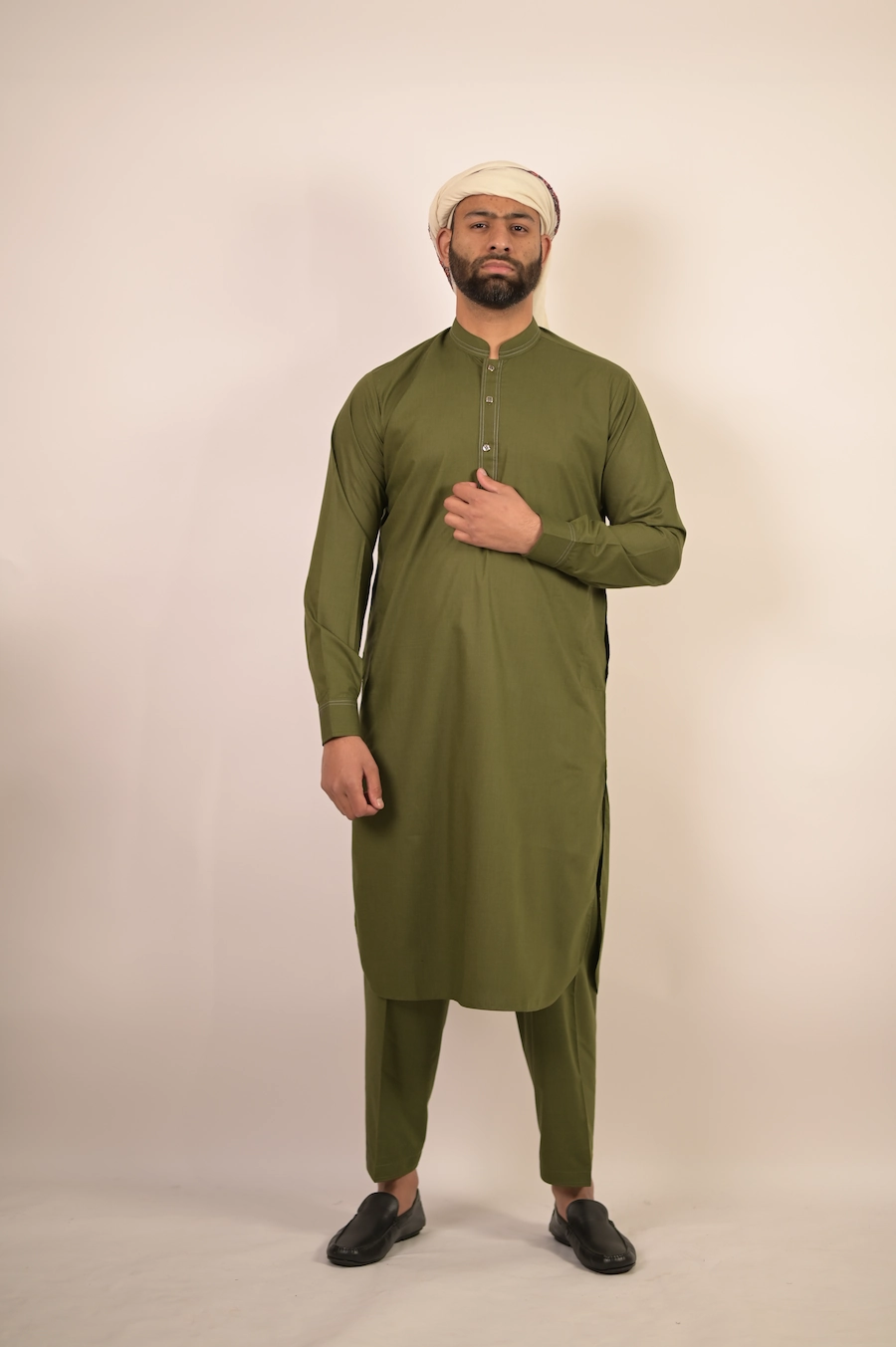pakistani olive green kurta