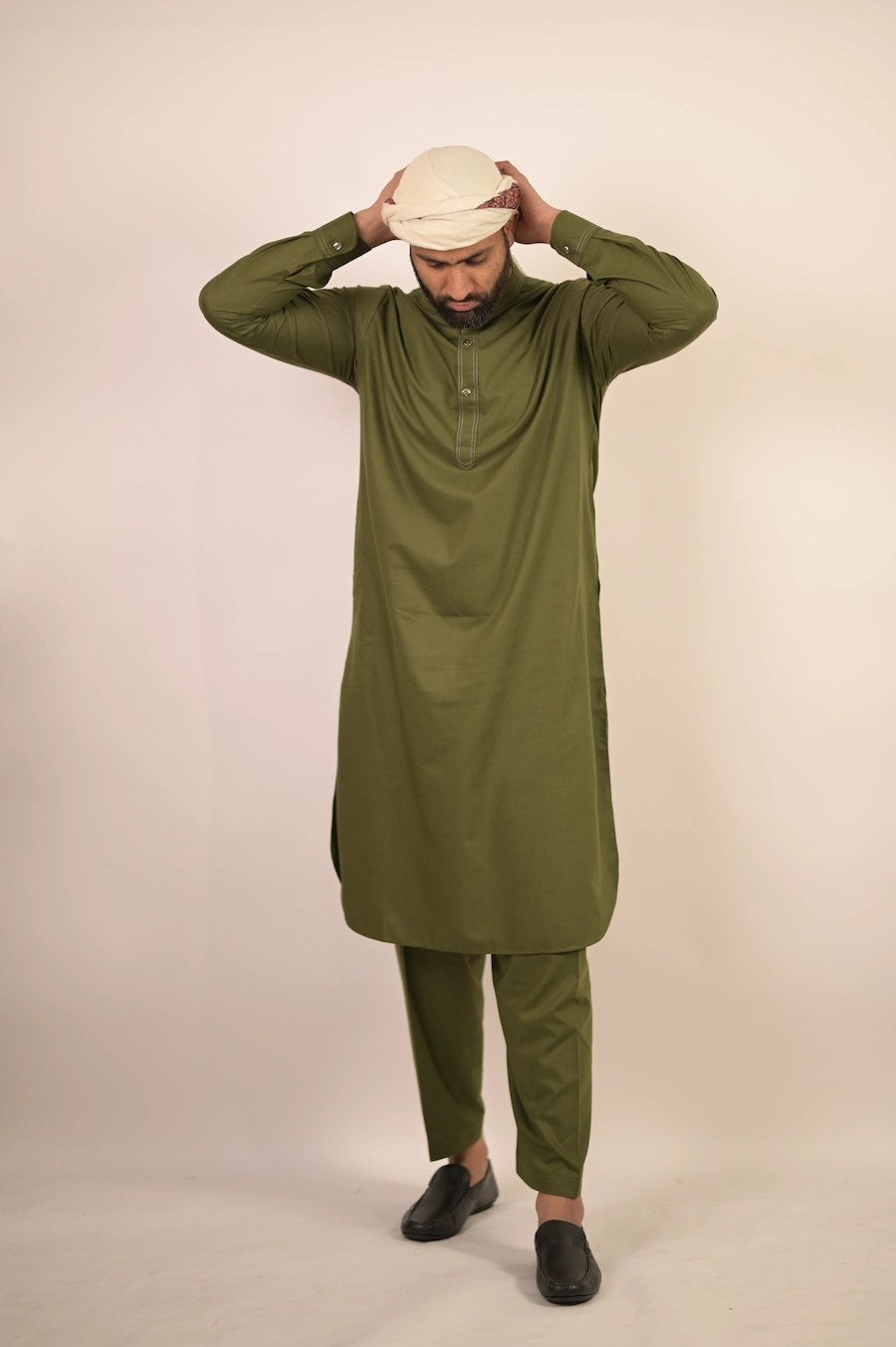 olive green kurta pajama