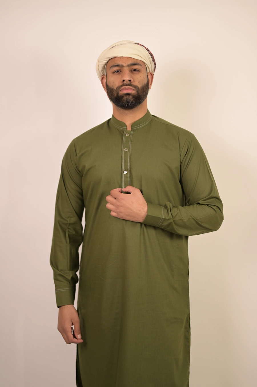 olive green kurta for males