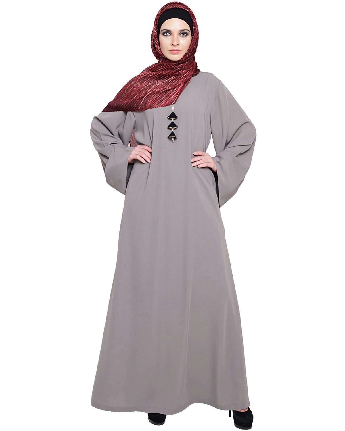 grey islamic fashion abaya