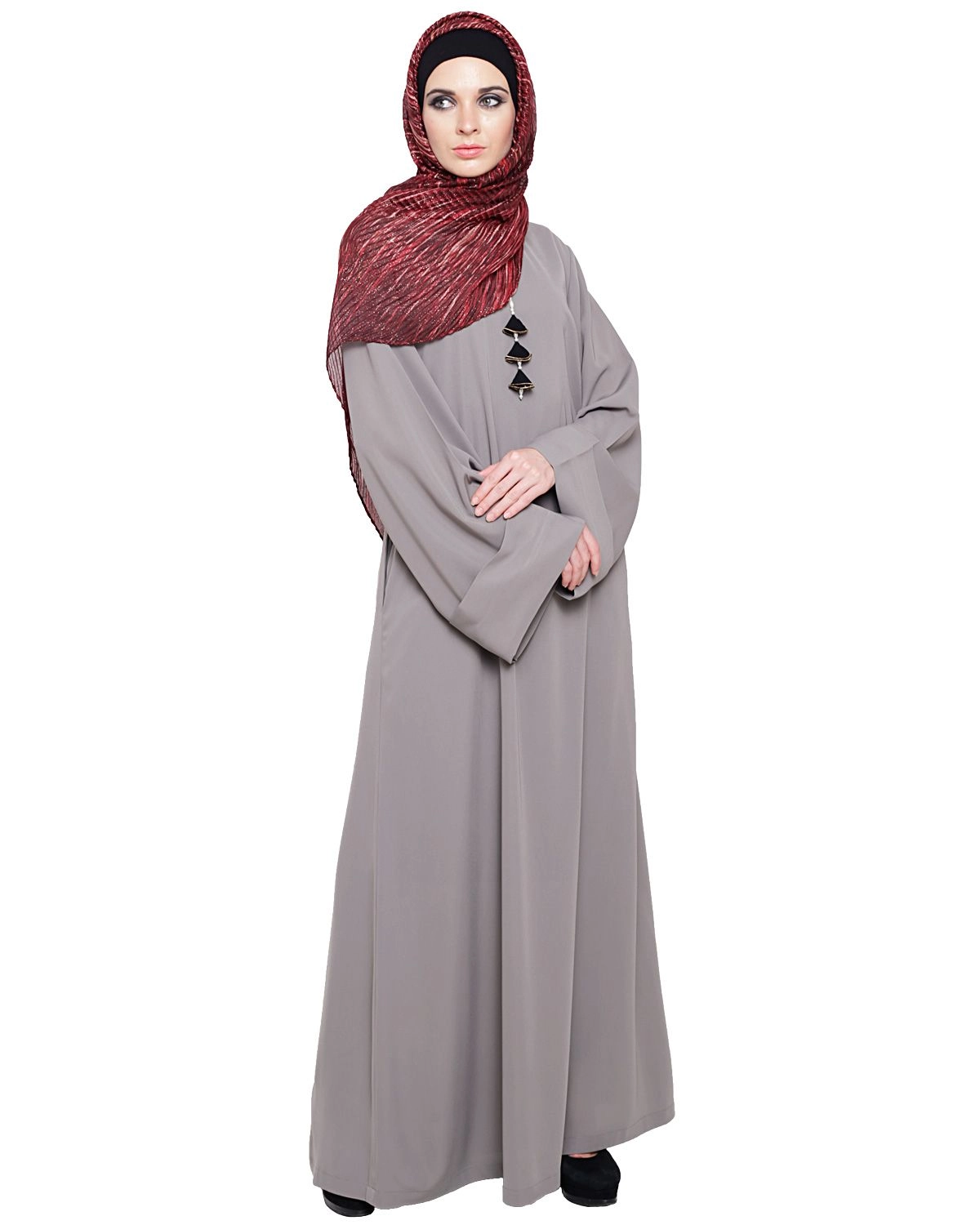 grey abaya for females