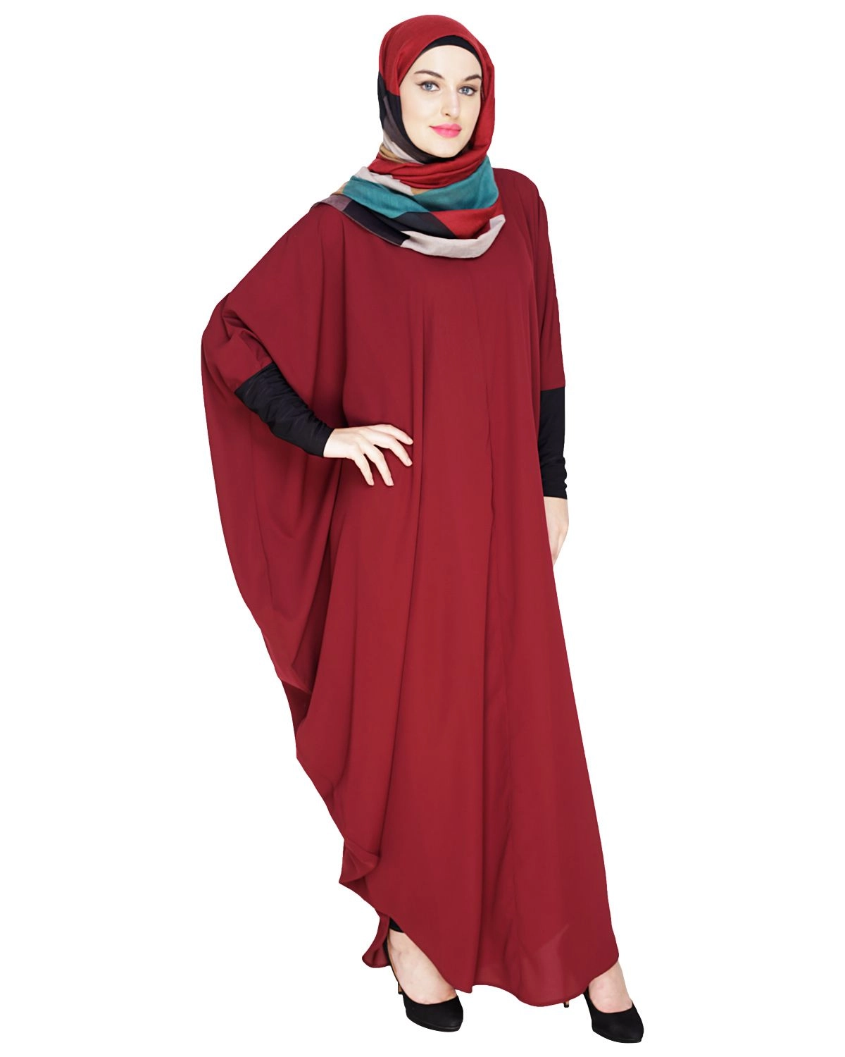 red modest wear dress