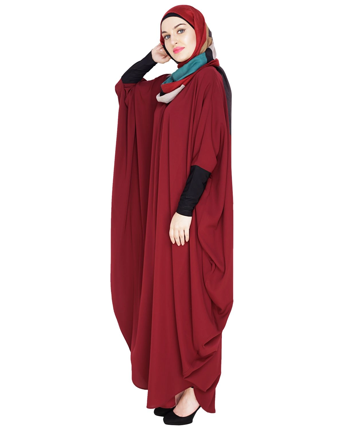 red modest fashion dress