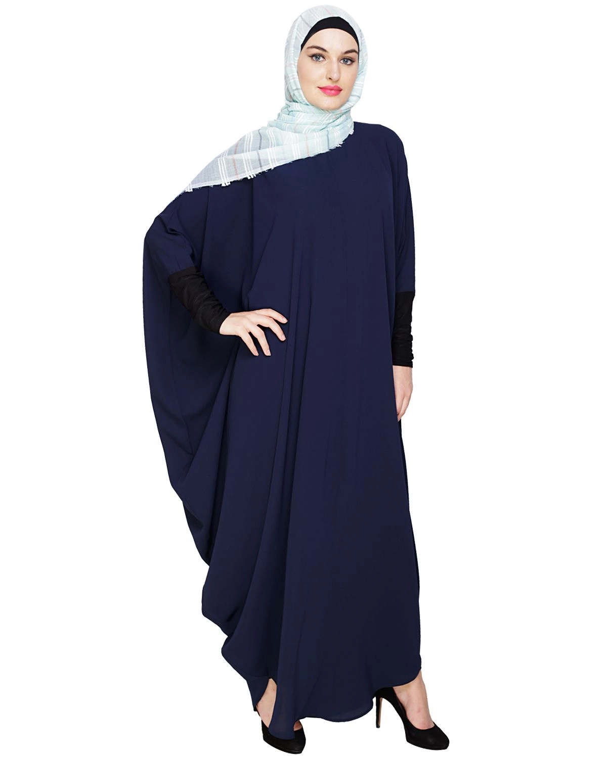 blue modest fashion kaftan for women