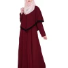 red crepe abaya for girl