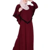 red crepe abaya for girl
