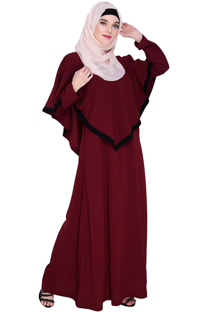 red crepe abaya for girl