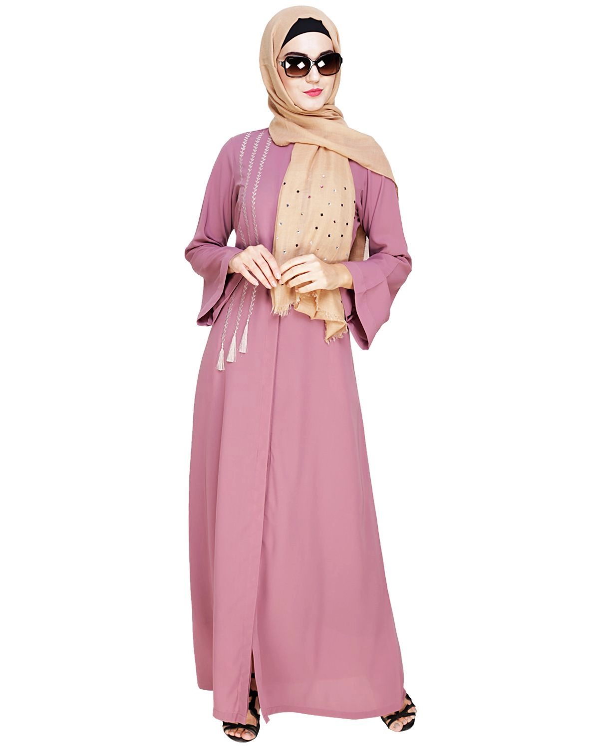 pink abaya for female