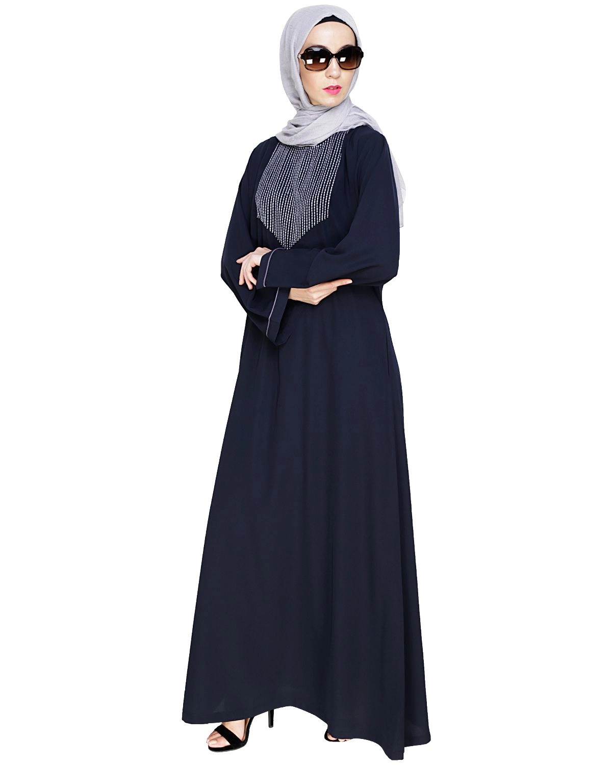 premium metal embroidery abaya for women