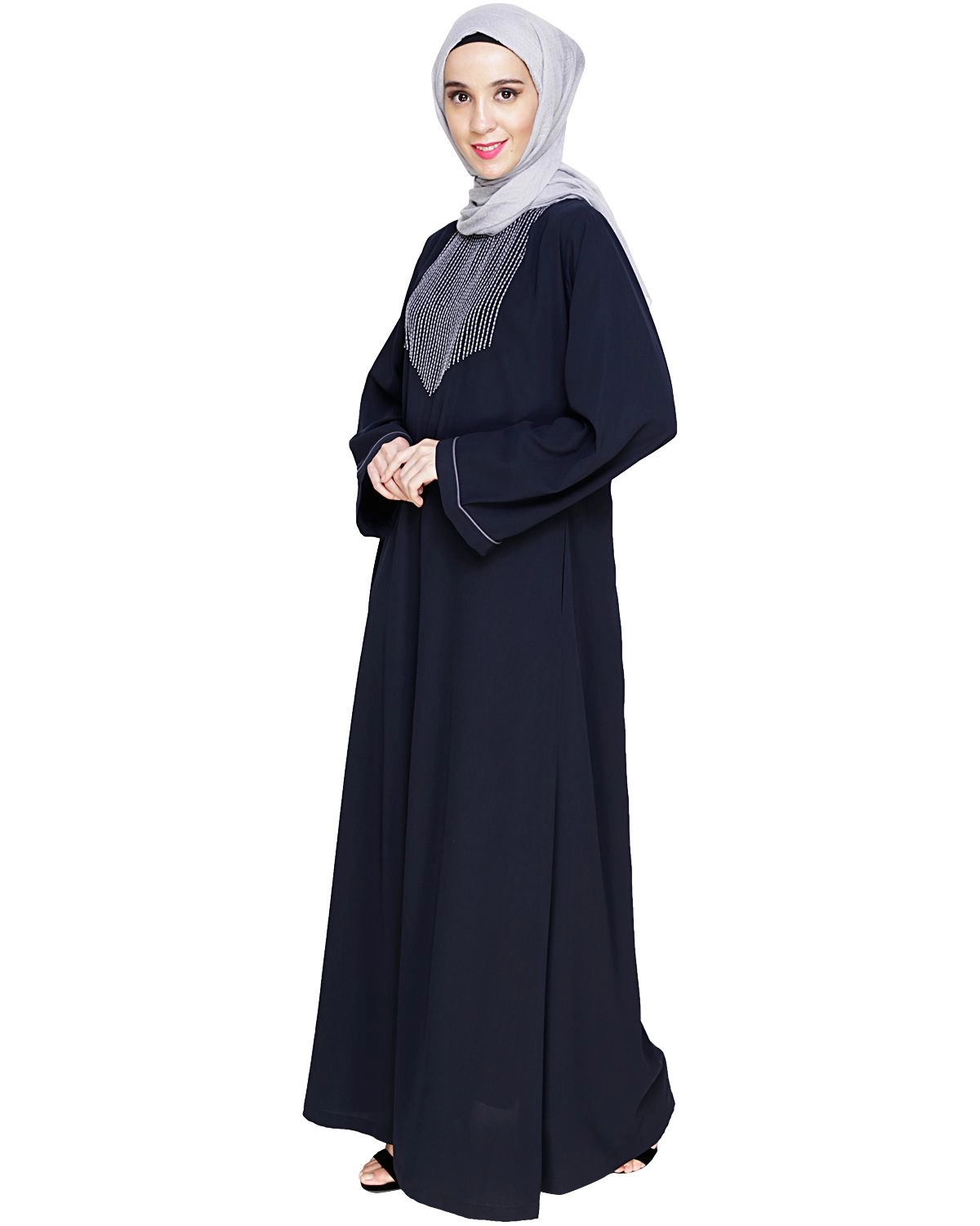 premium metal embroidery abaya