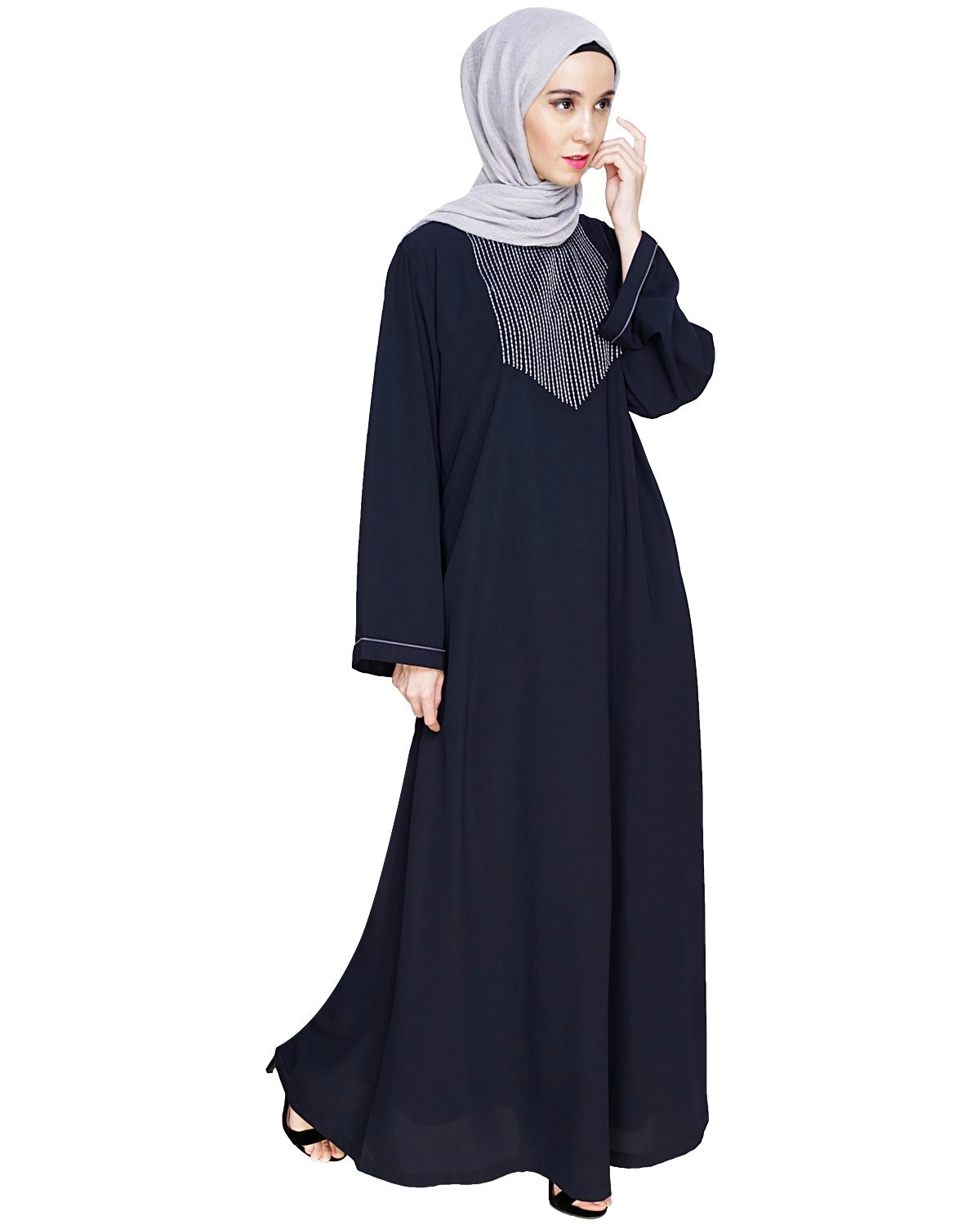 metal embroidery abaya