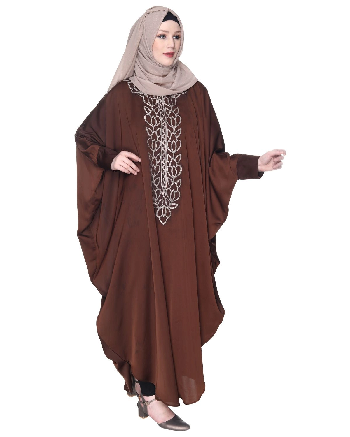 red kaftan with embroidery by baraqah