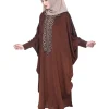 red kaftan with embroidery for women