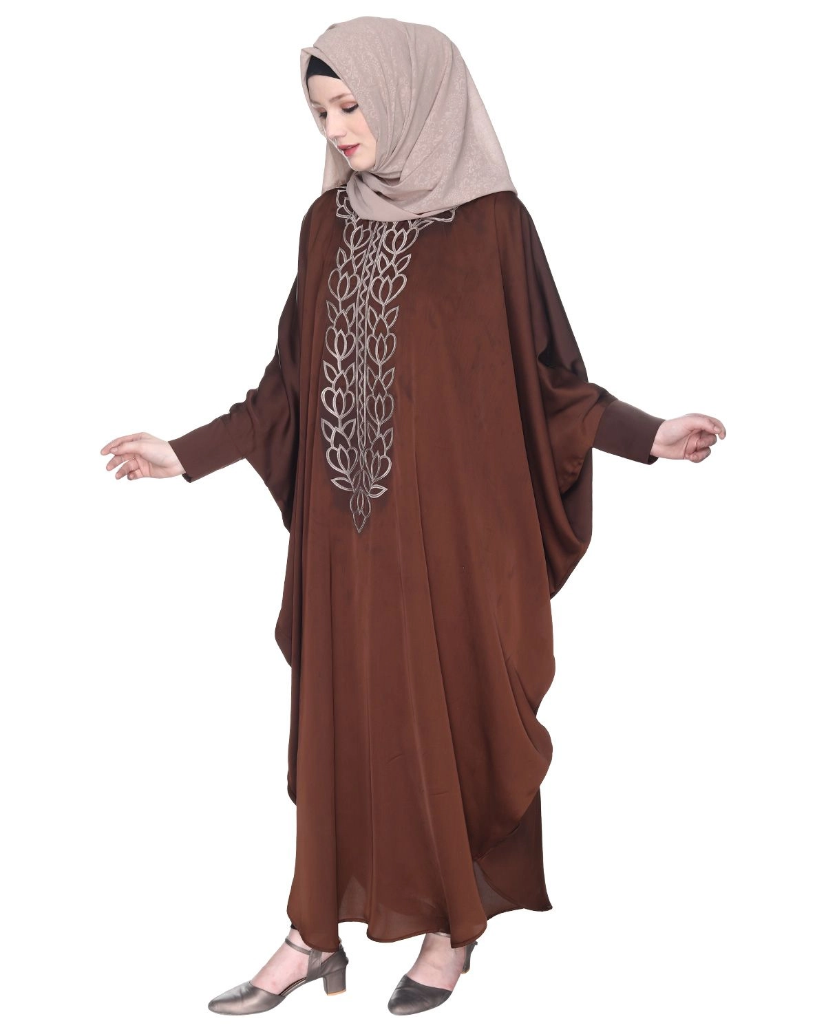 red kaftan with embroidery for women