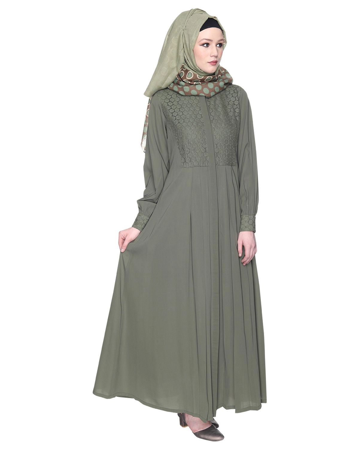 olive green premium abaya for girls