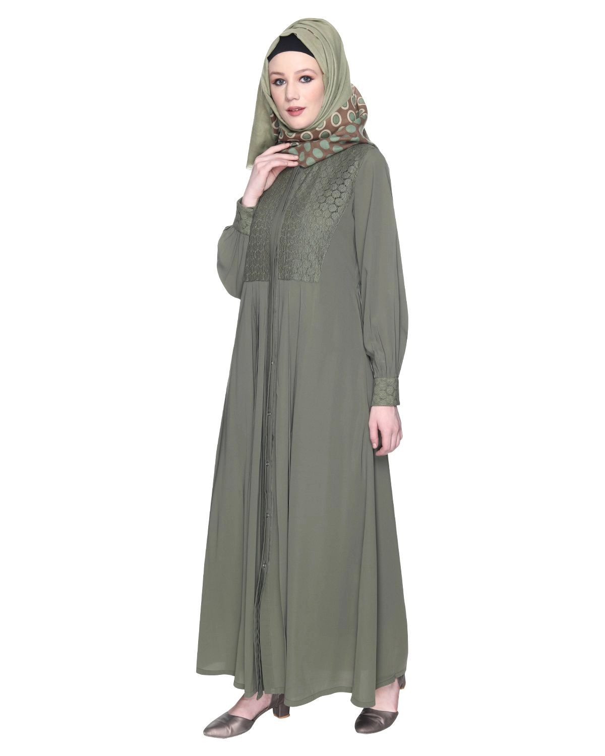 olive green premium abaya for females