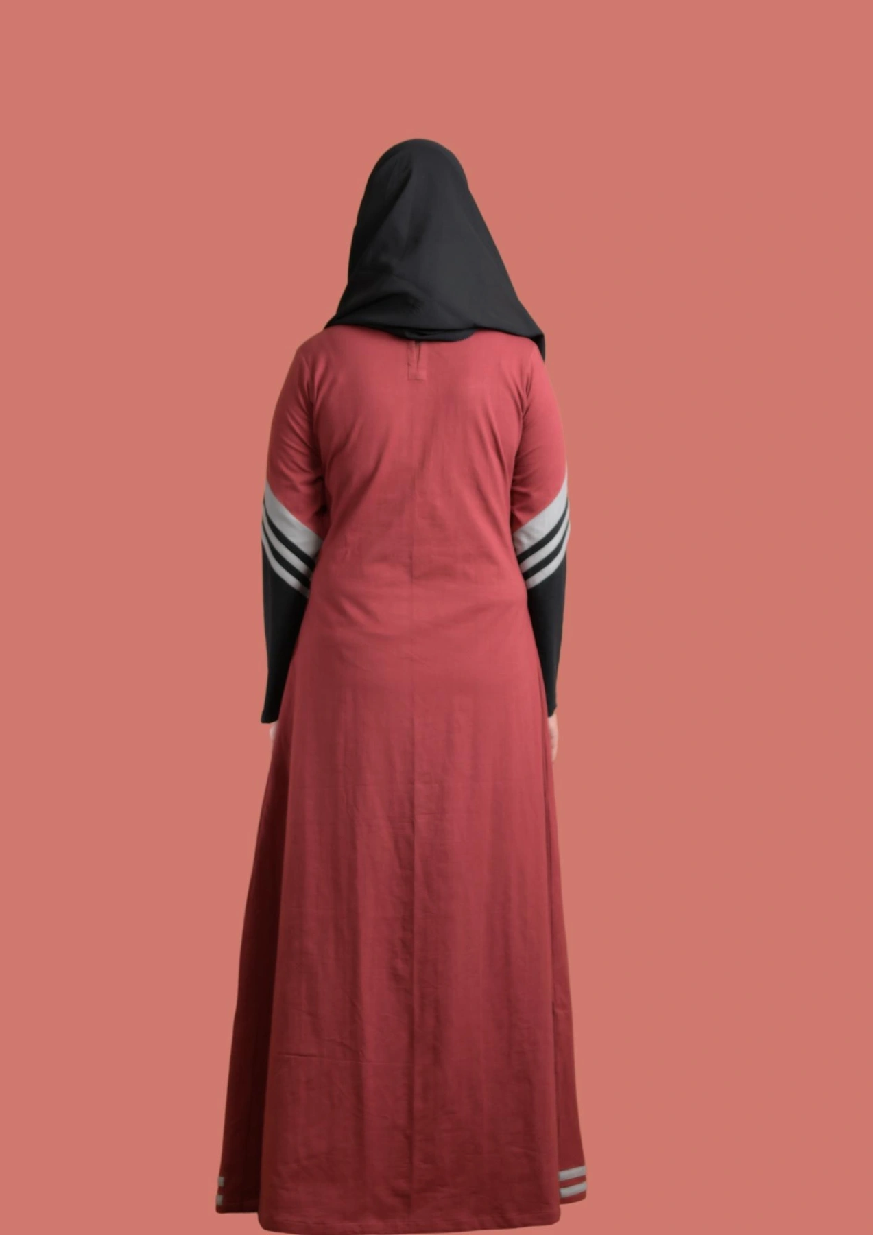 red sports wear abaya