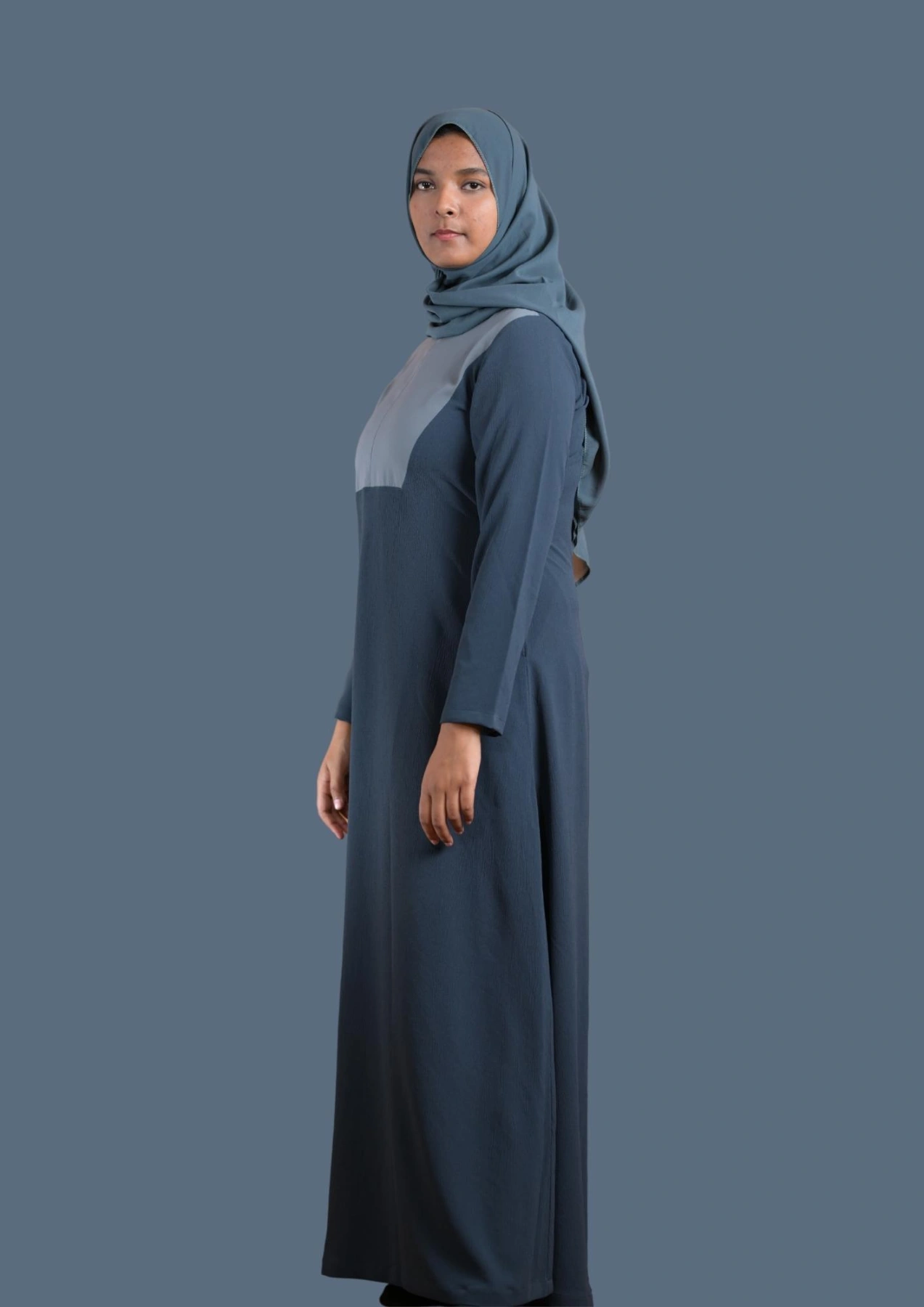 blue casual abaya