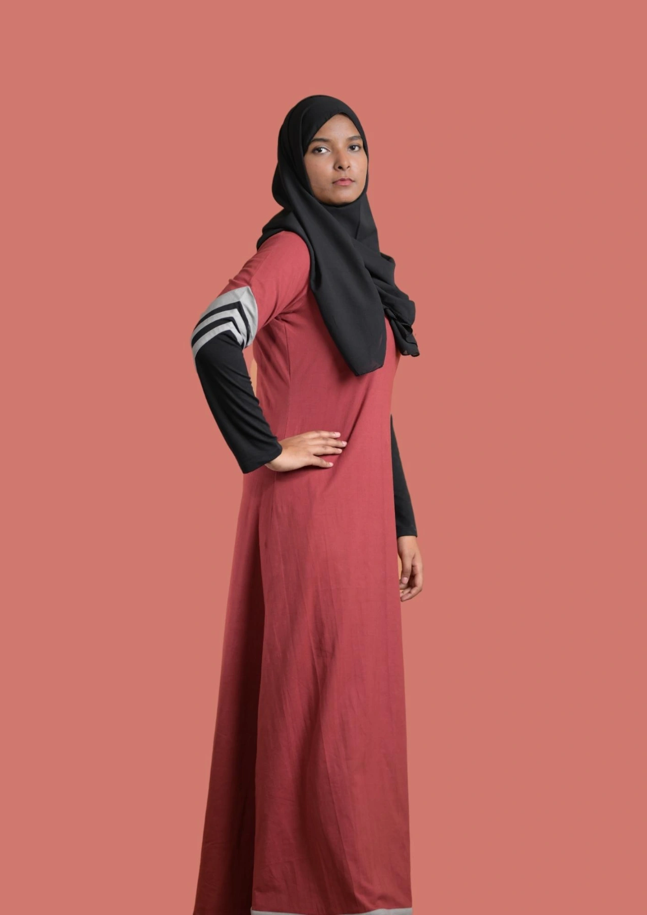 red sportswear abaya