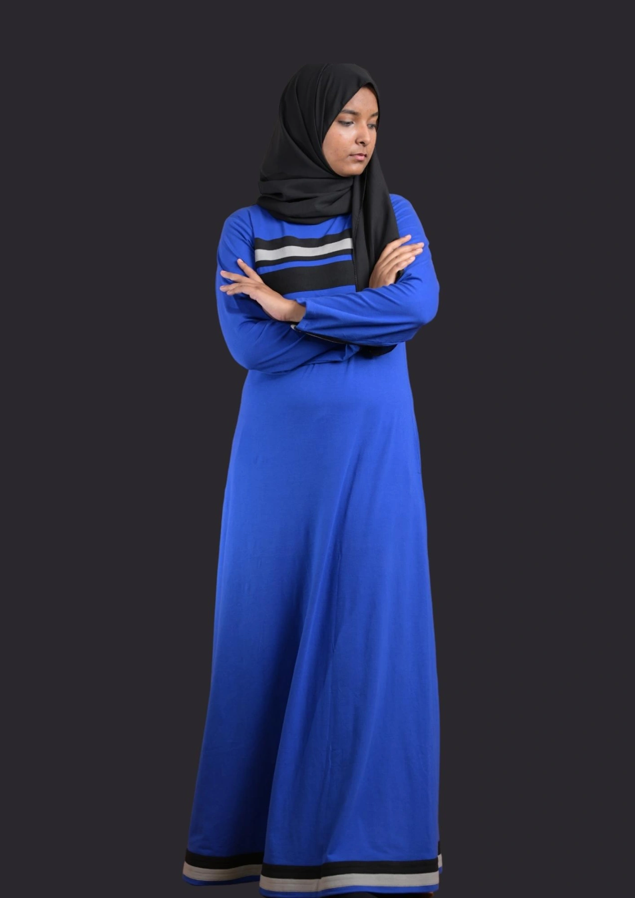 blue sports abaya