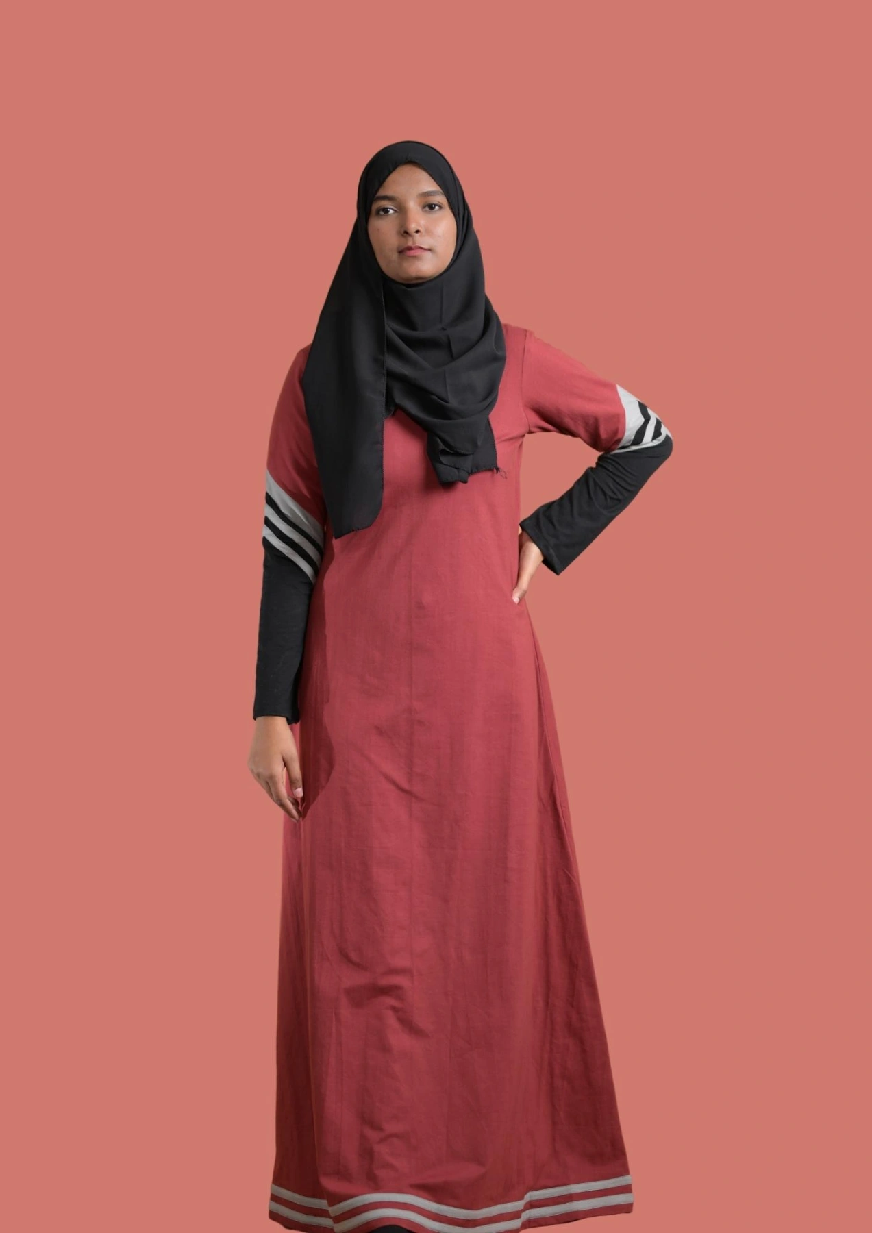red sportswear abaya