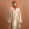 zari golden silk pheran for women