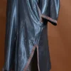grey silk kashmiri pheran for female