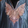 grey silk kashmiri feran  for women