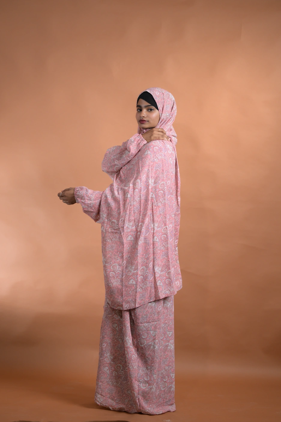 pink floral abaya for women