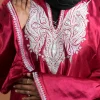 maroon silk feran with zari embriodery for females