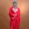 pink velvet feran with zari embriodery