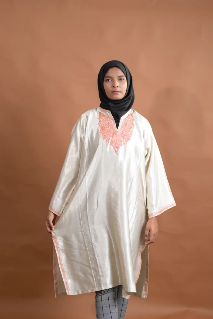 white silk pheran for females for women