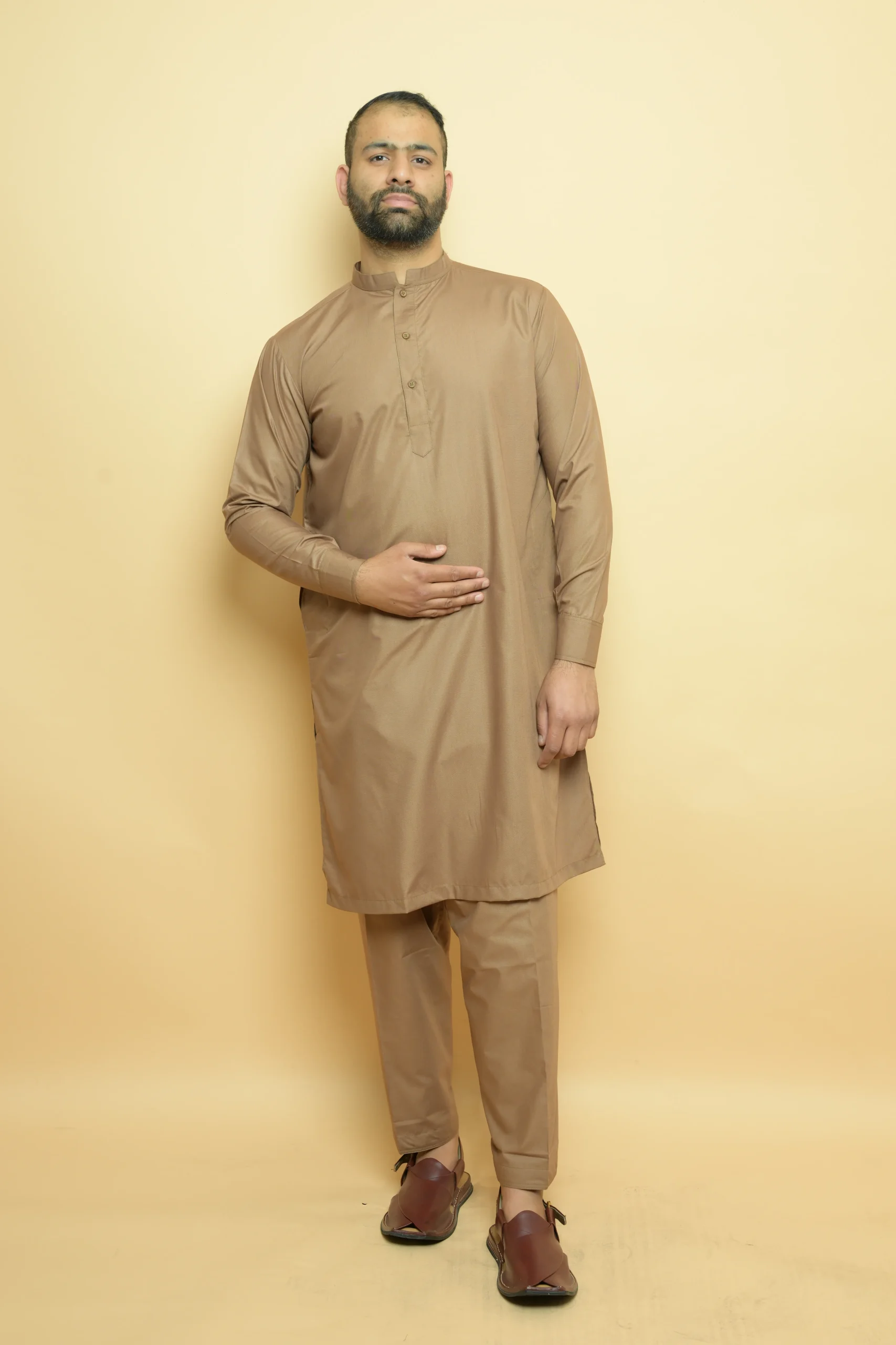 creme kameez shalwar by baraqah fashion for gents