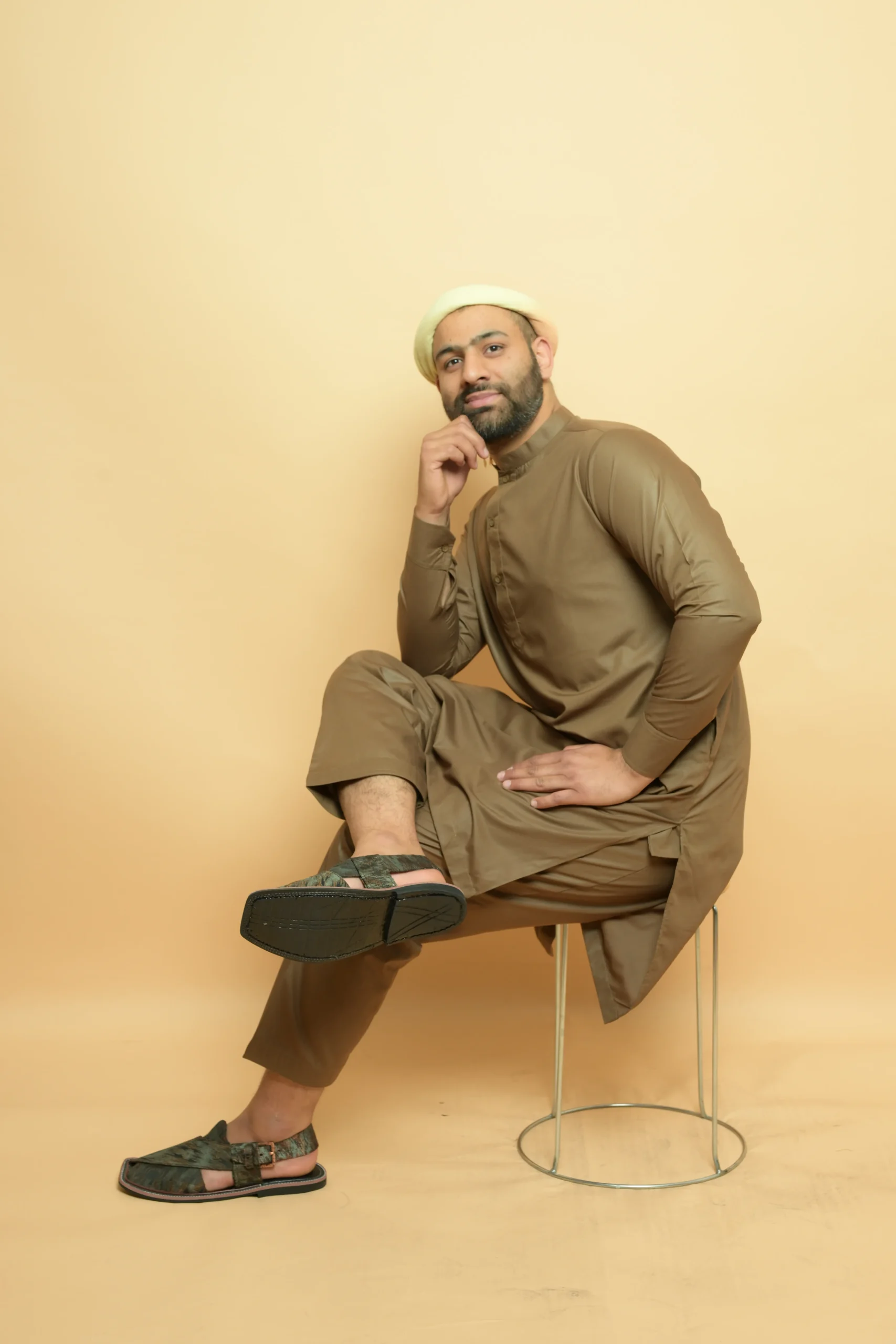 brown kameez shalwar by baraqah fashion for man