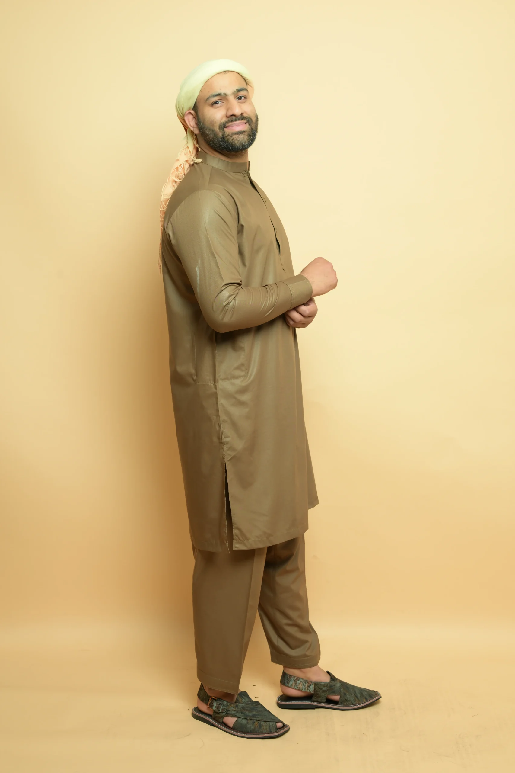 brown kameez shalwar by baraqah fashion