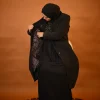 black fleece long coat for ladies