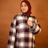 maroon check  pheran for ladies