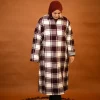 maroon check  pheran for females