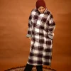 maroon check  pheran for girls