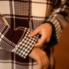 maroon check  pheran for females