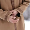 brown embroidered feran  