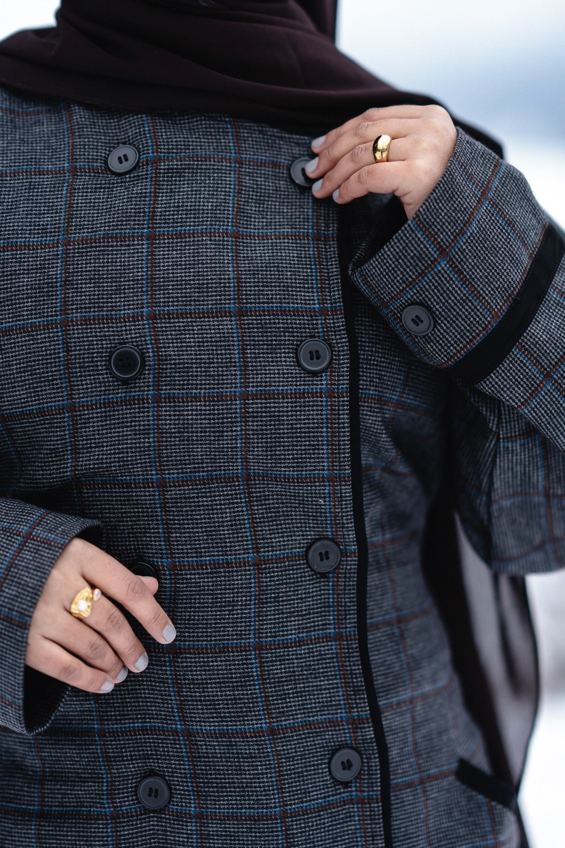 warm checkered woolen coat style winter abaya
