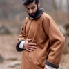 mustard overcoat with fur for men