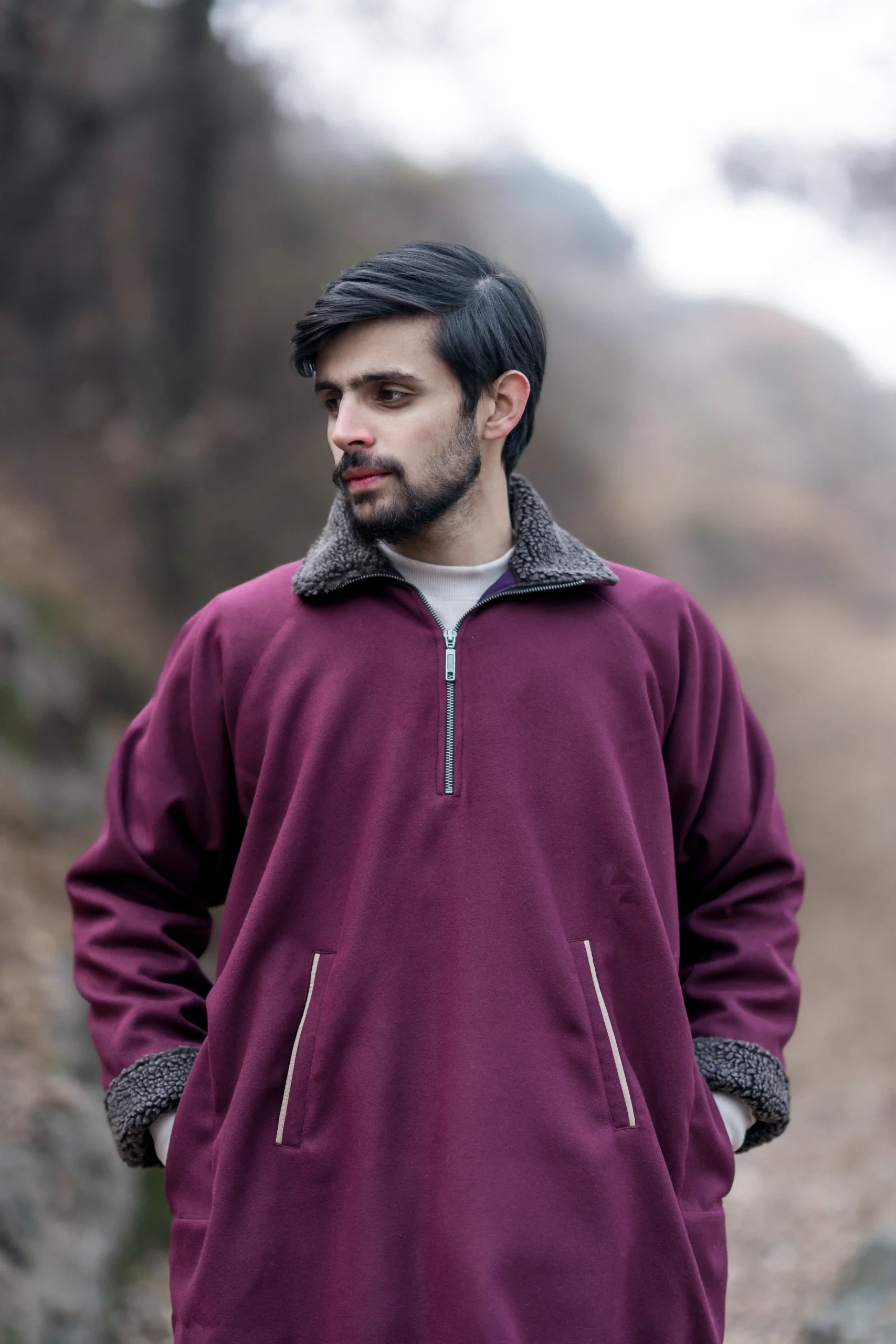 maroon overcoat for men