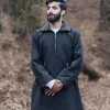 black overcoat for men with closed front